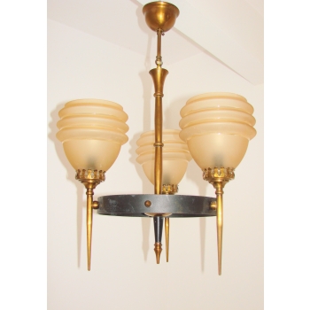 Vintage lampa sufitowa z mlecznymi kloszami